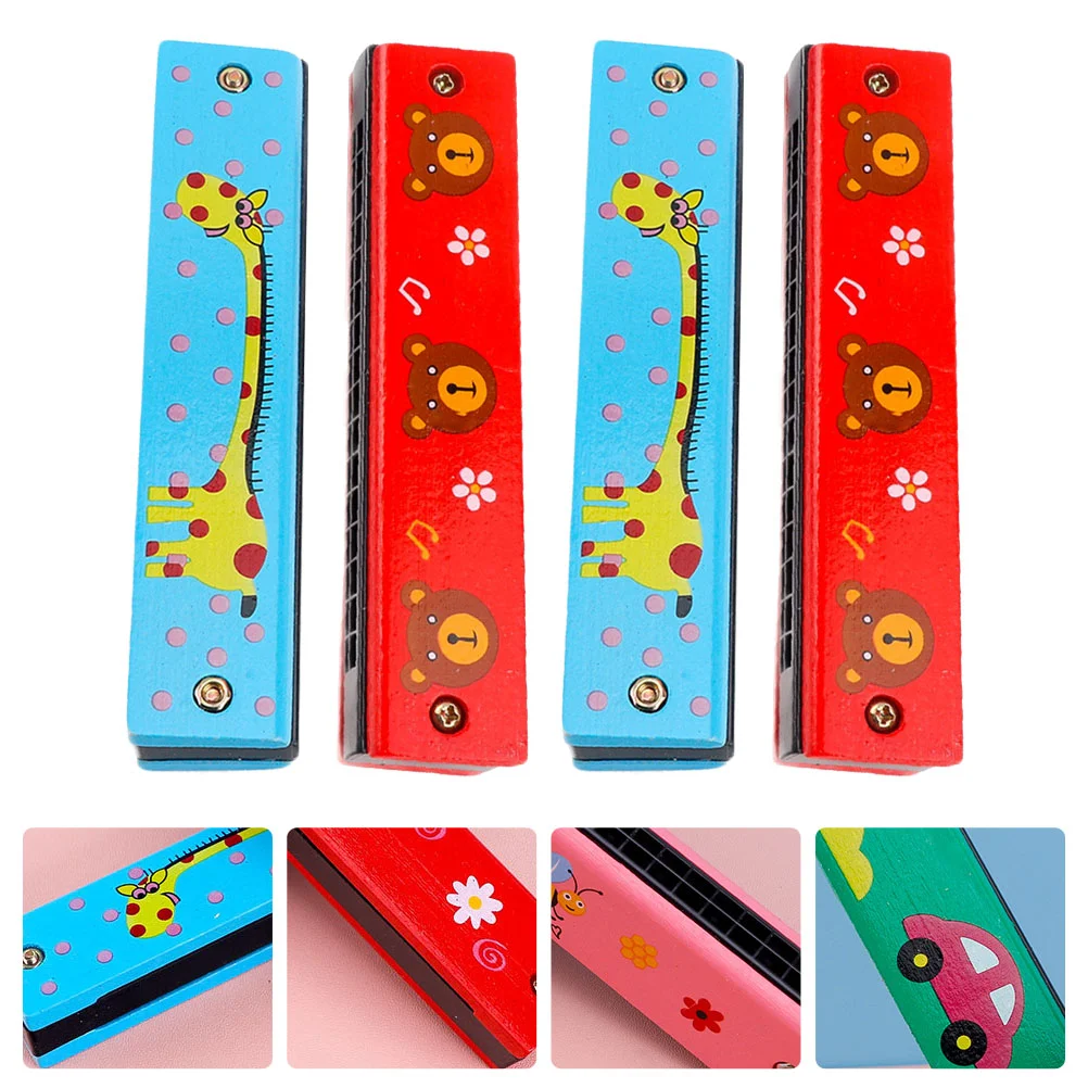 

4 шт., деревянные музыкальные инструменты с 16 отверстиями для детей (случайный цвет)