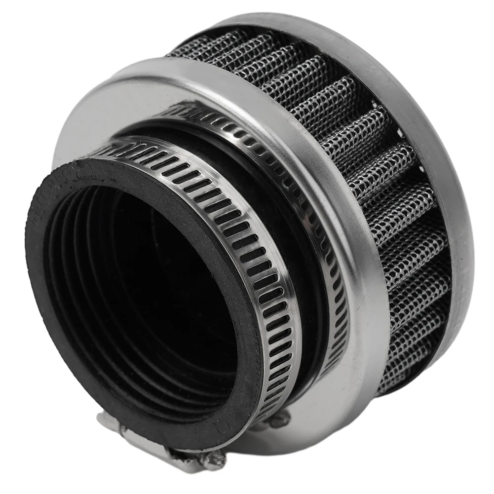 

Durable Air Filter Cleaner Parts & Accessories Black Round Tapered Rubber Silver Stainless Steel For Motorcycle