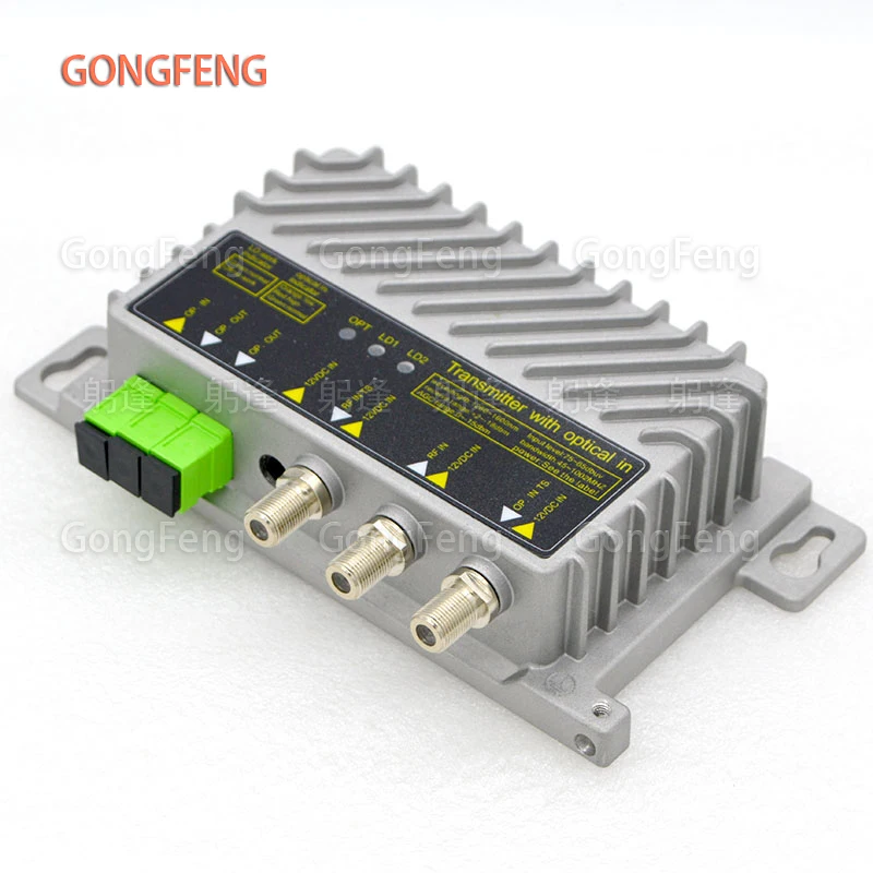 Mini FTTH CATV SC/APC Optical Transmitter Two Way Output 2*10dBm Feed Working Band Optical Input Level 75~85dbuv Relay With AGC