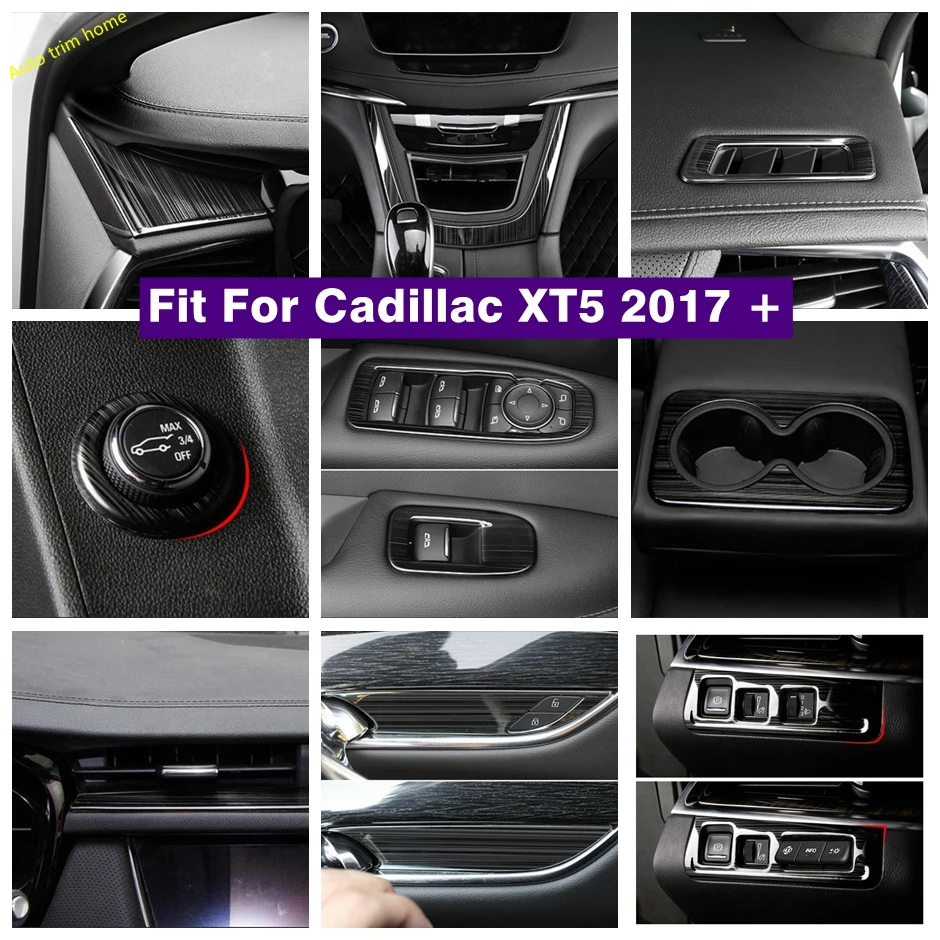 

Interior Accessories Lights Switch Rear Cup Holder Air AC Lift Buton Panel Cover Trim For Cadillac XT5 2017 - 2021 Black Brushed