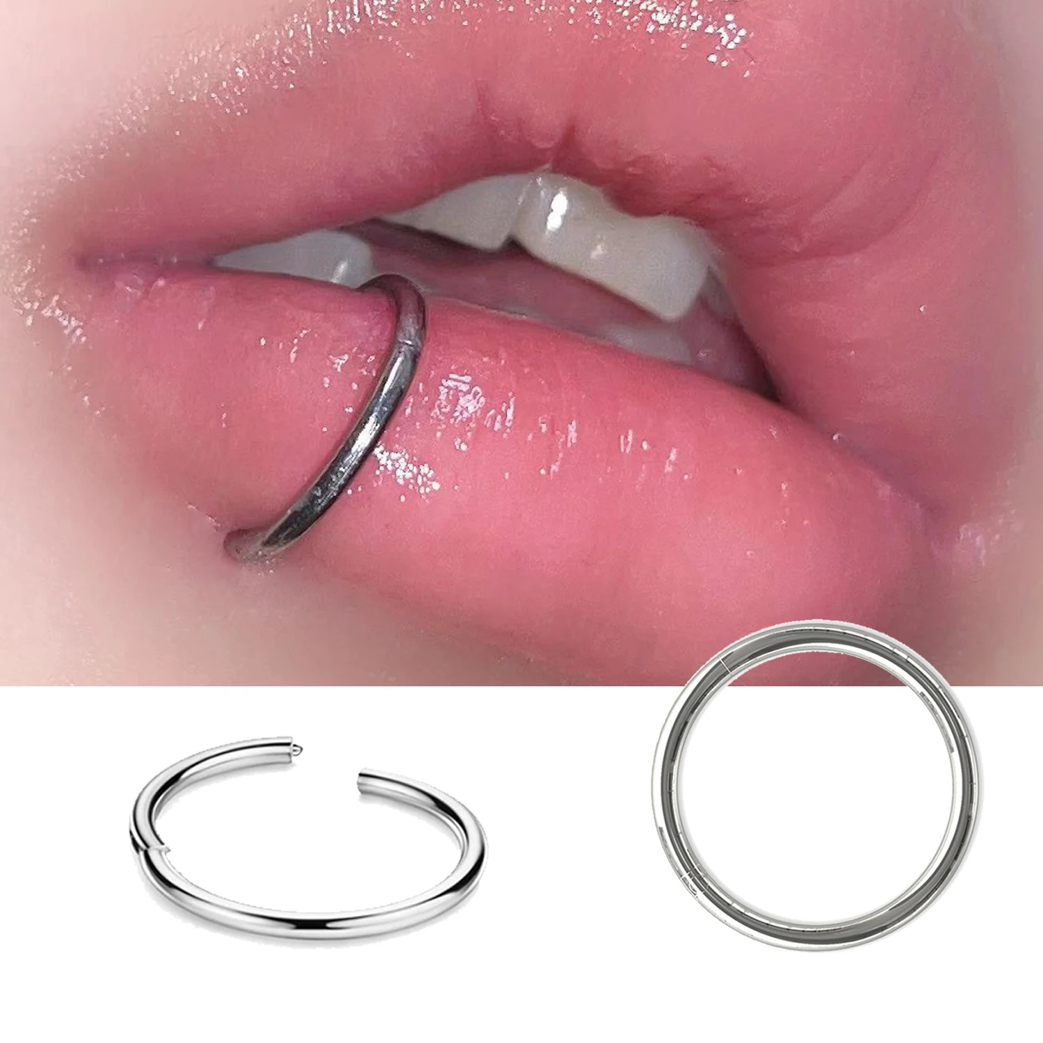 

8/10/12mm Septum Piercing Surgical Steel Clicker Hinged Segment Ring Goth Nose Hoop Earrings Lip Ear Cartilage Helix Piercings