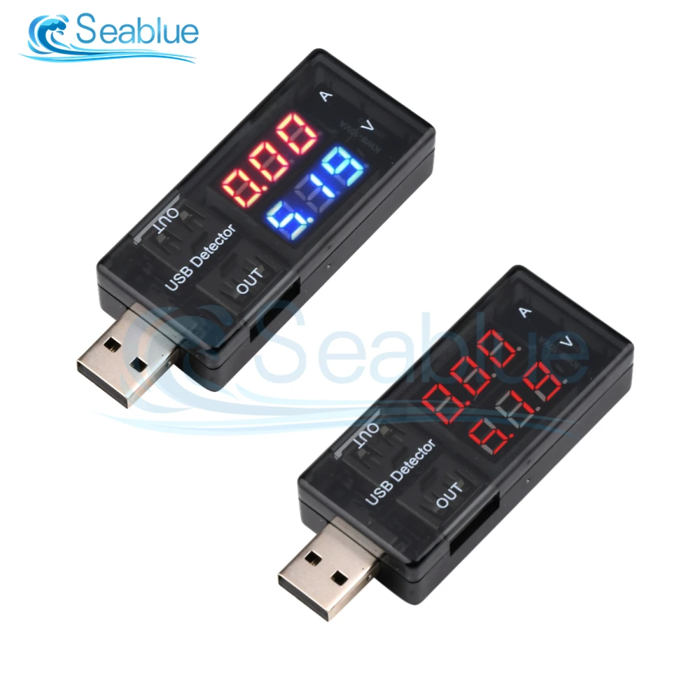 

Двойной USB-порт, измеритель напряжения и силы тока, Вольтметр для аккумулятора, амперметр, детектор зарядного устройства, красный, синий вольтметр с дисплеем