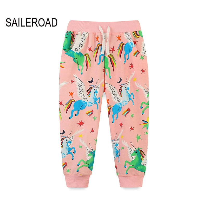 

SAILEROAD 2023 New Autumn Unicorn Pants Kids Clothes Girls Cotton-padded Trousers Casual Sports Sweaterpants Children's Clothing