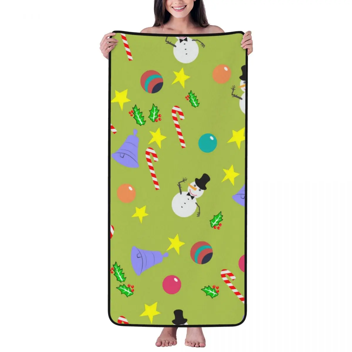 

Cute Cartoon Christmas Beach Towel for Adult Kids Microfiber Bath Towel Blanket for Camping Swim Pool Travel Beach Gym