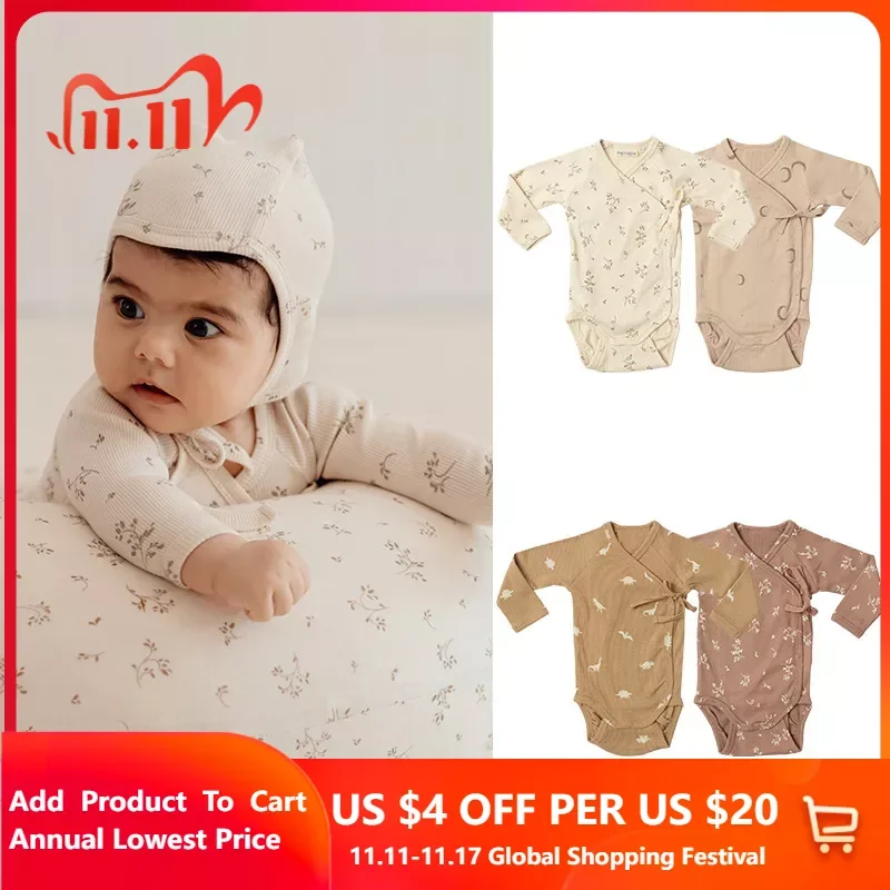 

Комбинезоны для маленьких девочек и мальчиков, 100% хлопок, боди с длинным рукавом на весну и осень, цельная детская одежда для новорожденных