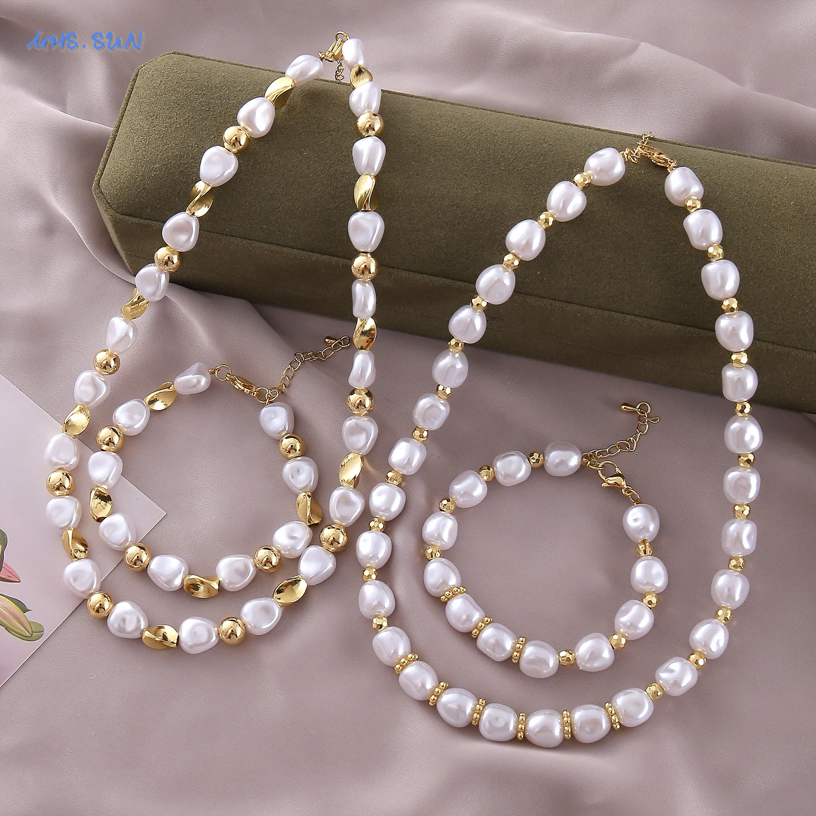 MHS.SUN элегантные ожерелья с искусственным жемчугом комплект браслетов в форме