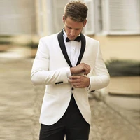 2022 new style custom ivory men suits black lapel wedding tuxedos groom suits prom suitsjacketpants