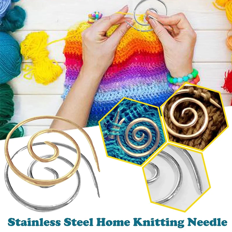 

RORGETO 1/3/6PCS Spiral Cable Weaving Knitting Needle Household Stainless Steel Household Knitting Needle For Tapestry Shawl