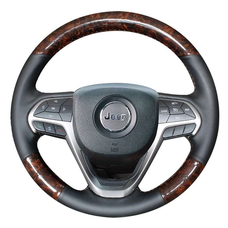 

Custom Hand-stitched peach wood grain leather Non-slip Car Steering Wheel Cover For Jeep Grand Cherokee 2014 2015 2016