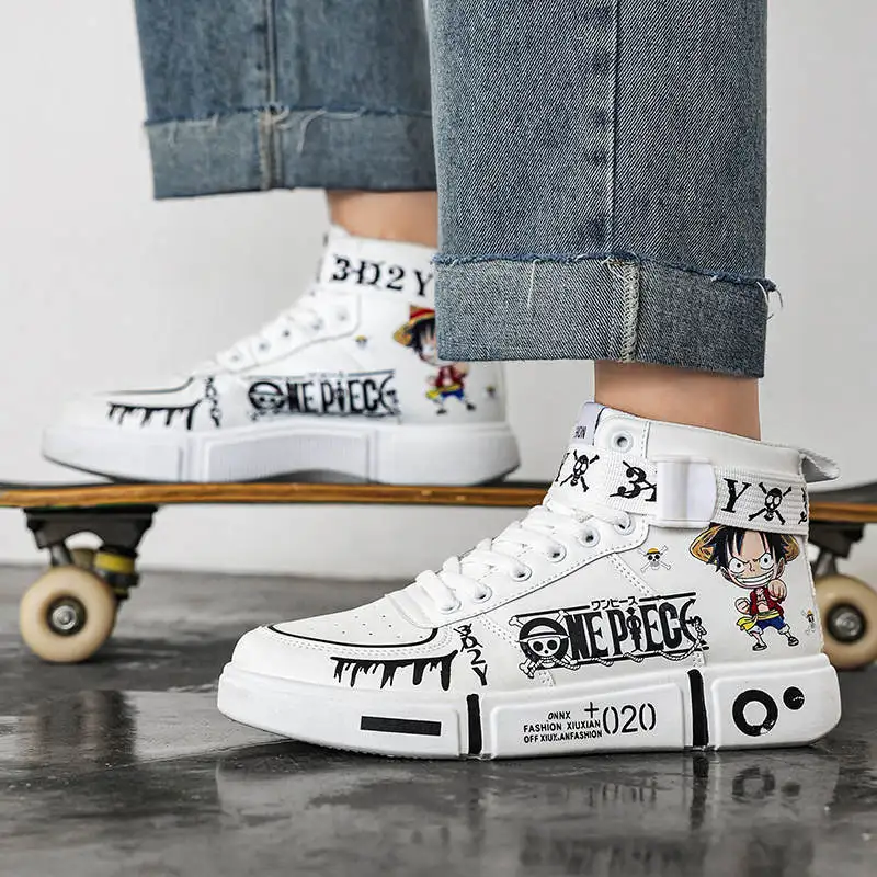 One Piece Аниме Луффи Ророноа Зоро Высокие Топы Обувь Унисекс Для Косплея