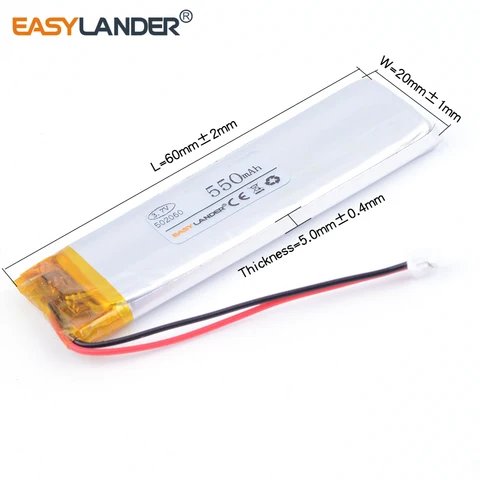 502060   3,7 В 550 мАч перезаряжаемая литий-ионная полимерная батарея 482059