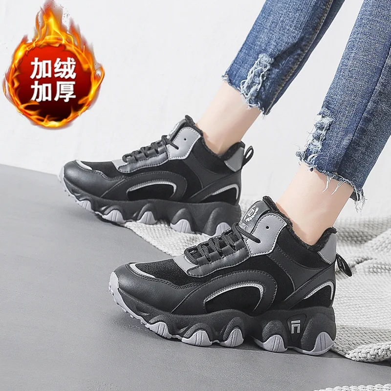 

2022 Winter New Korean Style Fleece-Lined High-Top Dr. Martens Boots Female Ins Fashionable Student Leisure Warm Board Shoes
