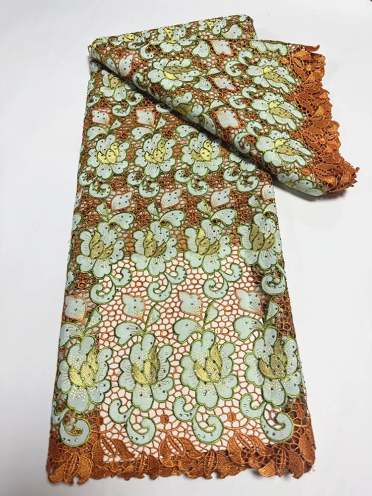 Водорастворимое кружево из полиэстера и хлопка LTSG32 зеленое