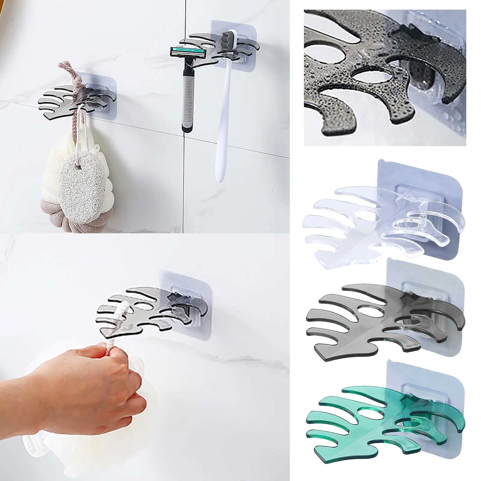 

Multifunctional Bathroom Storage Hook Bath Ball Hair Ring Hair Hoop Jewelry Toothbrush Small Objects Punchfree Finishings Hange