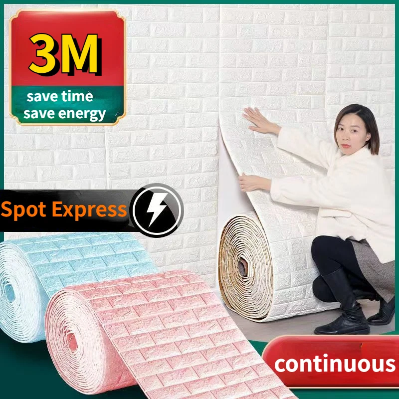 

3M 3D Wall Sticker Imitation Brick Bedroom Home Decor Waterproof Self-adhesive DIY Wallpaper For Living Room TV Backdrop Decor