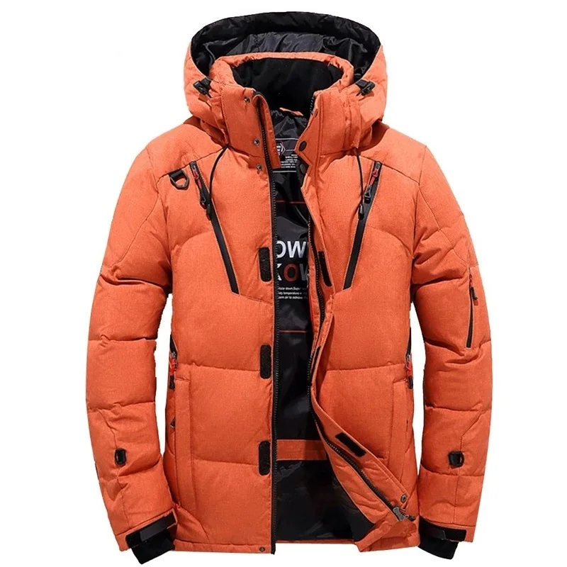 Overcoat Men Casual Thick Warm Parkas 2022 Winter Snow Down Jacket Hooded Coats Multi-pocket White Duck Down Windbreaker Jackets