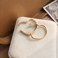 personalized matte gold heart earrings for women girls aesthetic luxury big stud earrings female vintage fashion jewelry gifts