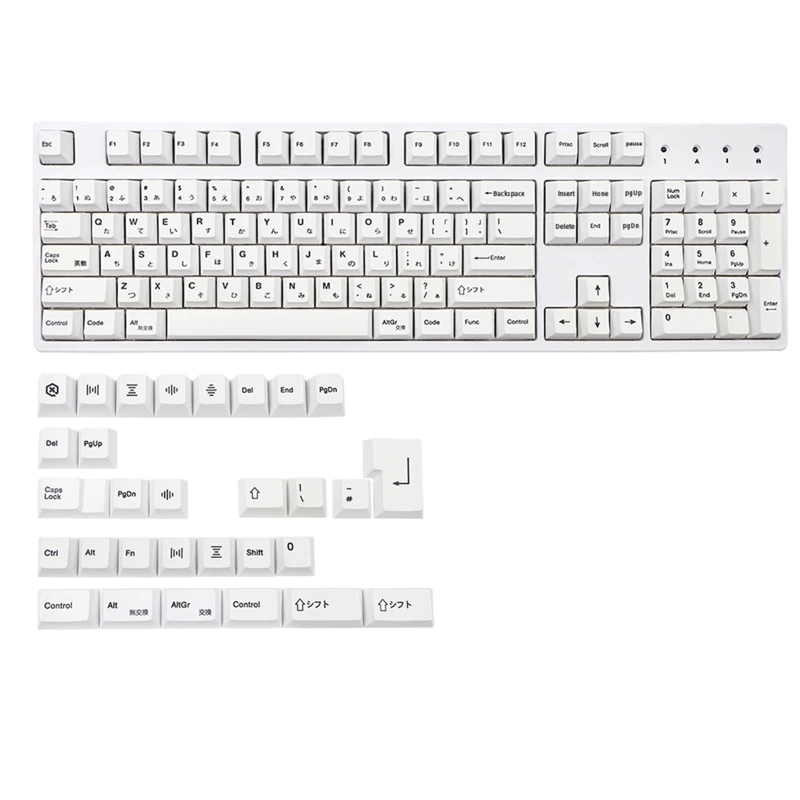 

133 Keys Simple White PBT Keycaps Dye Subbed Key Caps For MX Switch Mechanical Keyboard Cherry Keycap Japanese & English