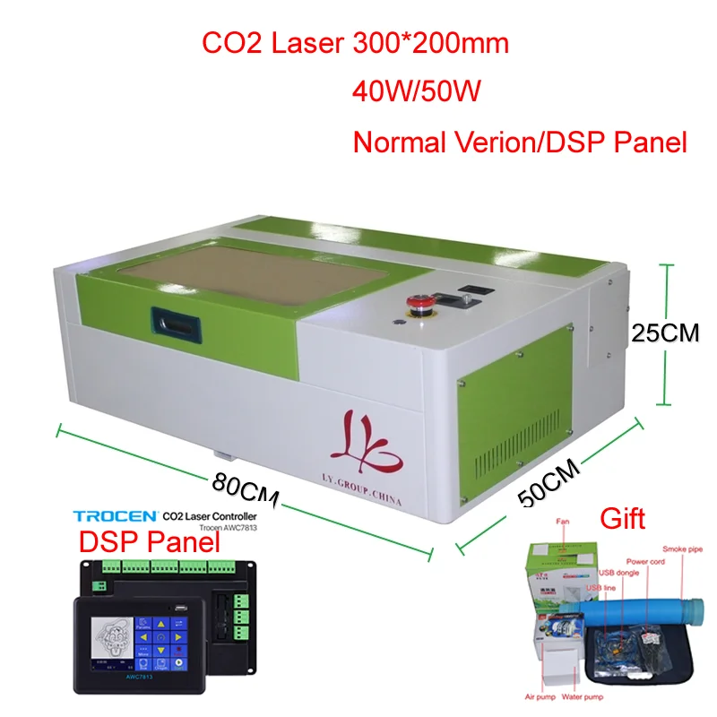

50W 200*300mm Portable CO2 Laser Engraver 40W Cutter Engraving Machine 3020 Laser Cutting Machine with DSP Control Panel