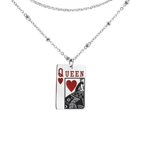poker card pendant necklace king queen card pendant neacklace stainless steel necklace couple souvenir jewelry gift