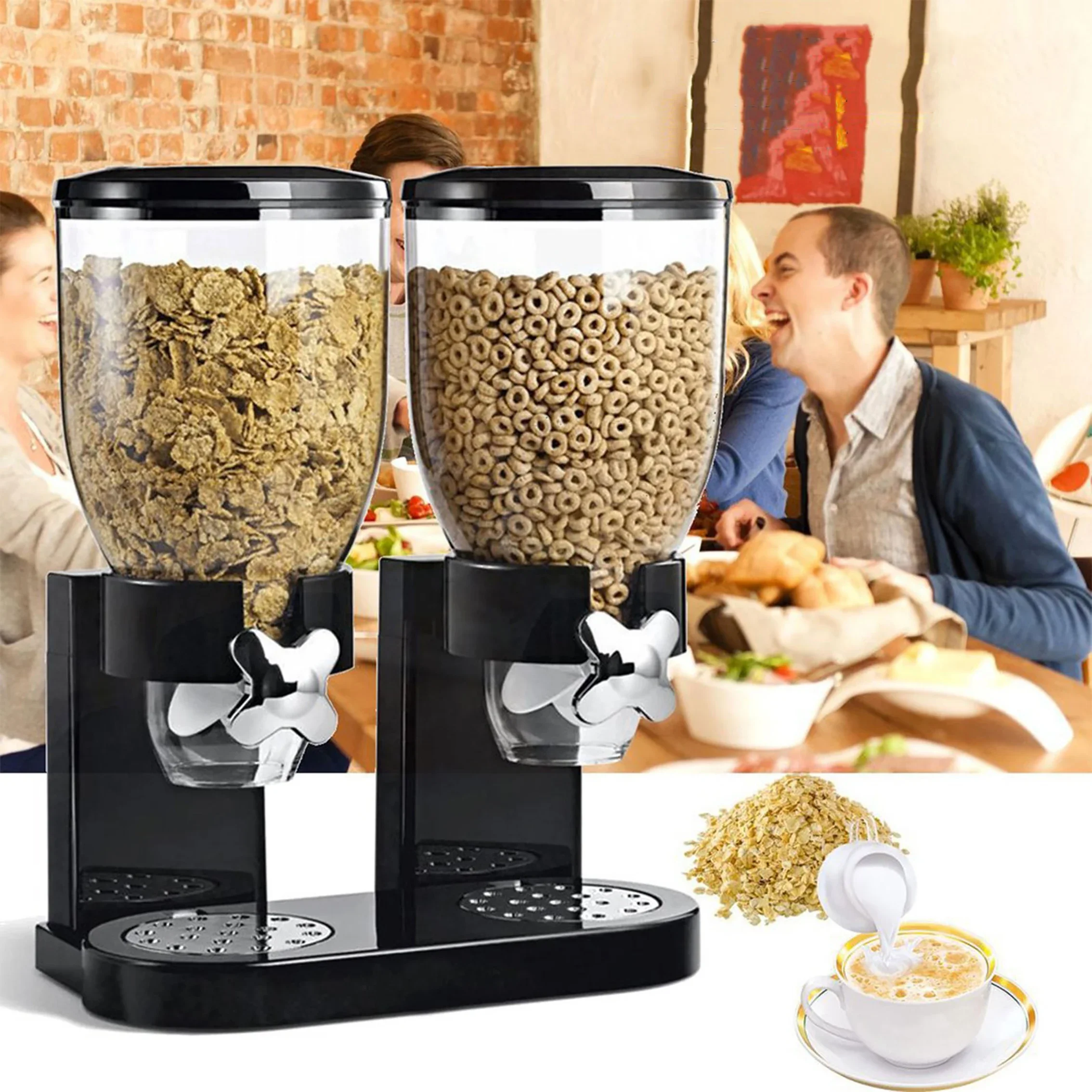 

Cereal Dispenser Food Dispenser Airtight Operation Candy Nut Grain Granola Snack Separator Cereal Storage Container Kitchen Tool