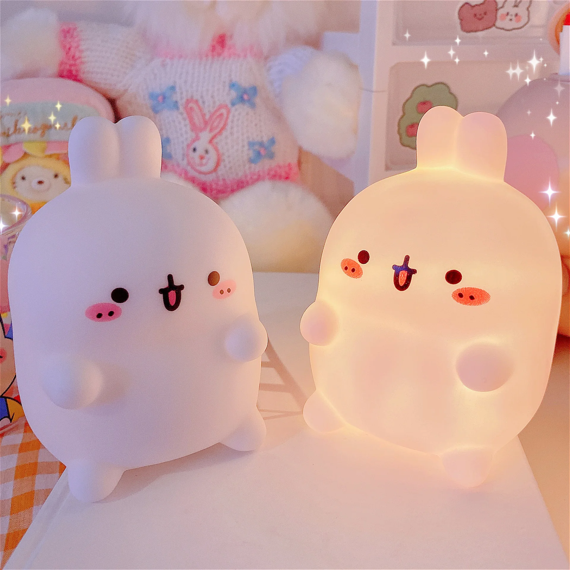 

Cartoon Rabbit LED Night Light Bedroom Decor Night Lamp Gifts for Kid/Baby/Children Bedroom Bedside Lamp
