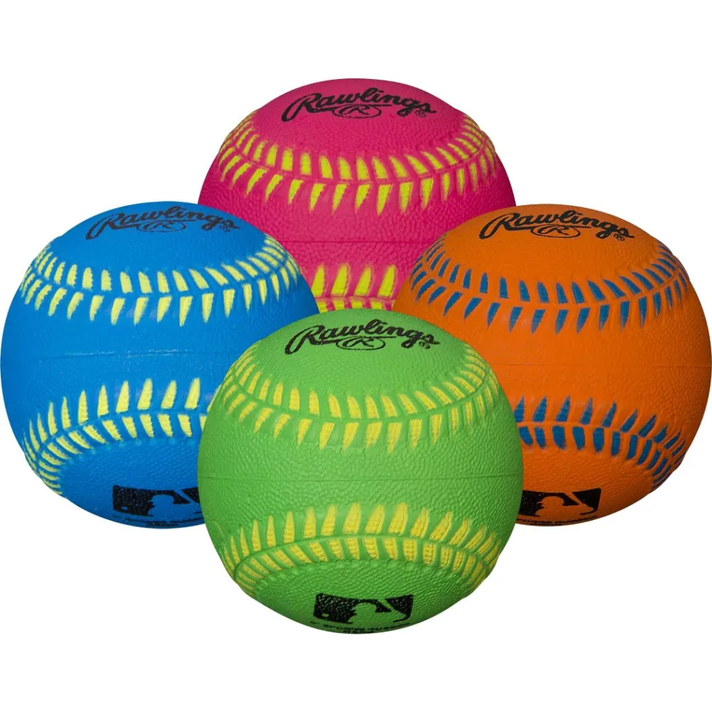 

2/DZ Display Box - Neon Sponge Rubber Baseballs Sport Article These Self-defense Rod Baseball Practice Sports and Entertainment