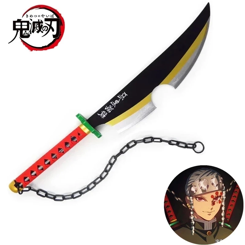 Demon Slayer-espada Katana Uzui Tengen, cuchillo de Rueda Solar, Arma de Anime de bambú, modelo Ninja, juguetes para niños, utilería para Cosplay, 80CM, 1:1