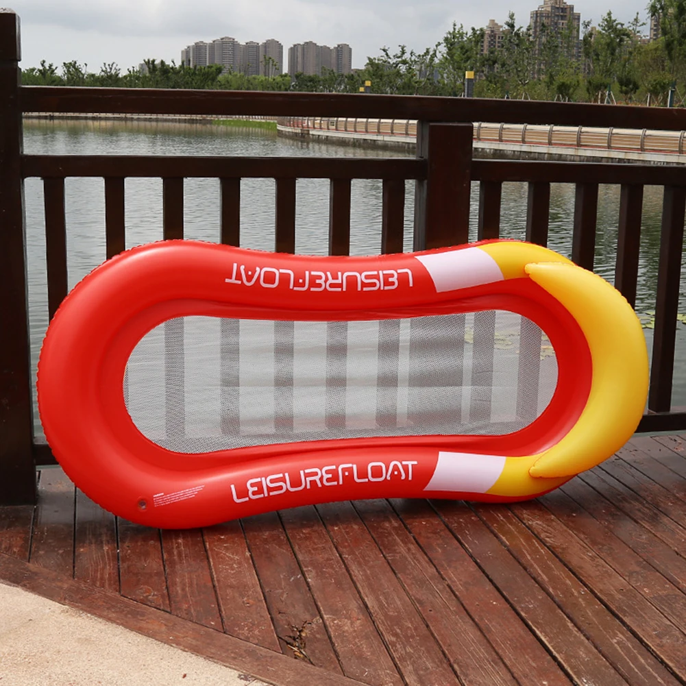 

Inflatable Floating Row Portable Water Hammcok Lounger Foldable with Inflation Pump Pool Summer Party Beach Toy