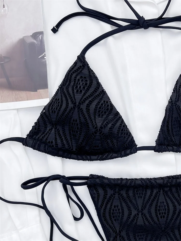 COOBBU Треугольные бикини кружевные купальники Женский бандажный купальник 2024