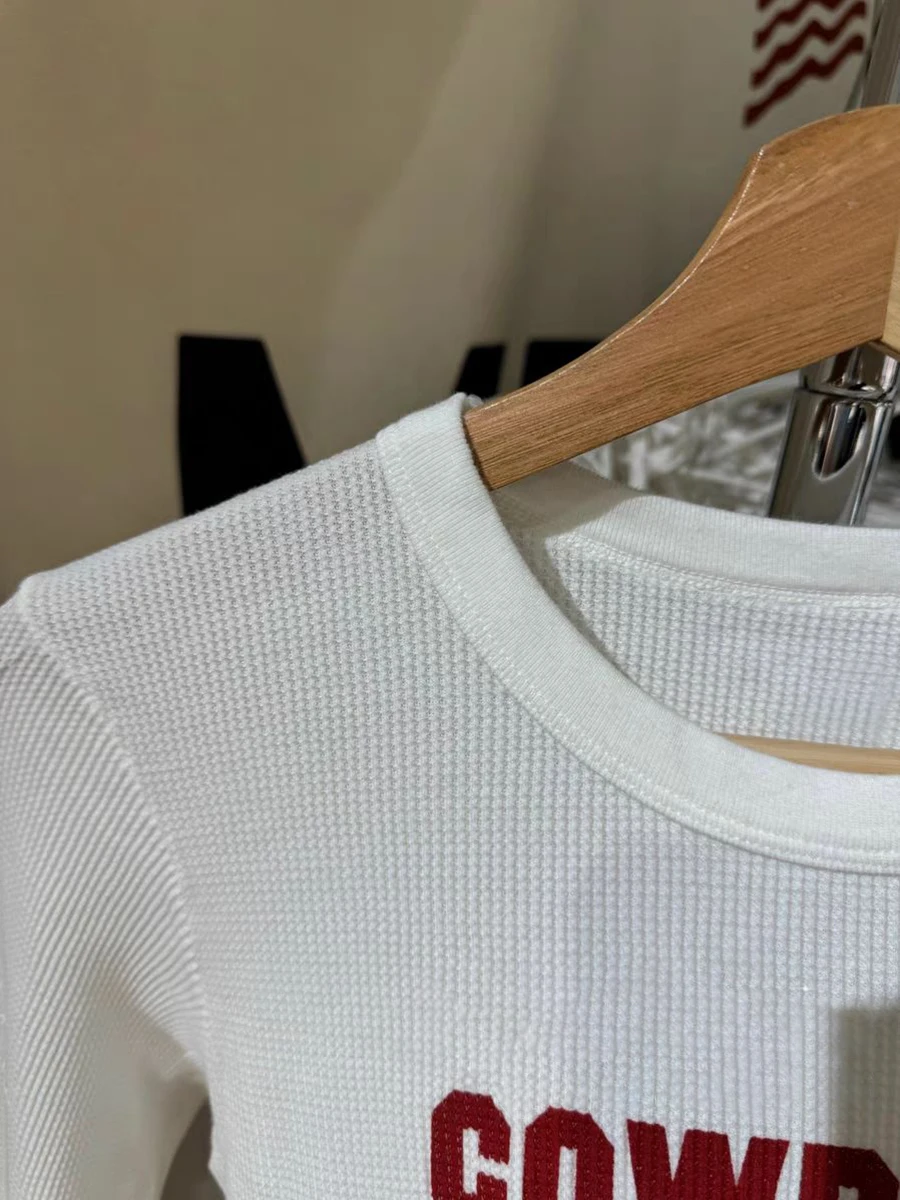 Cowboys 33 Вафельная футболка с длинным рукавом Женская осенняя хлопковая тонкая