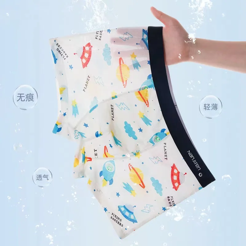 8pcs/Lot Ice Silk Men'S Underwear Spring And Summer Antibacterial Boxershorts Breathable Thin Section Without Trace Panties Male