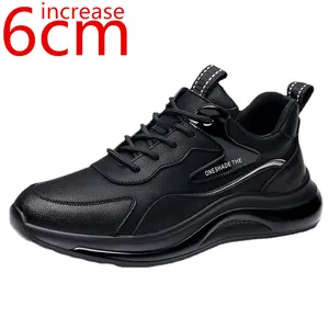 Heightening Men's Shoes Genuine Leather Comfortable Sports Leisure Shoes Increase 6cm Waterproof Non