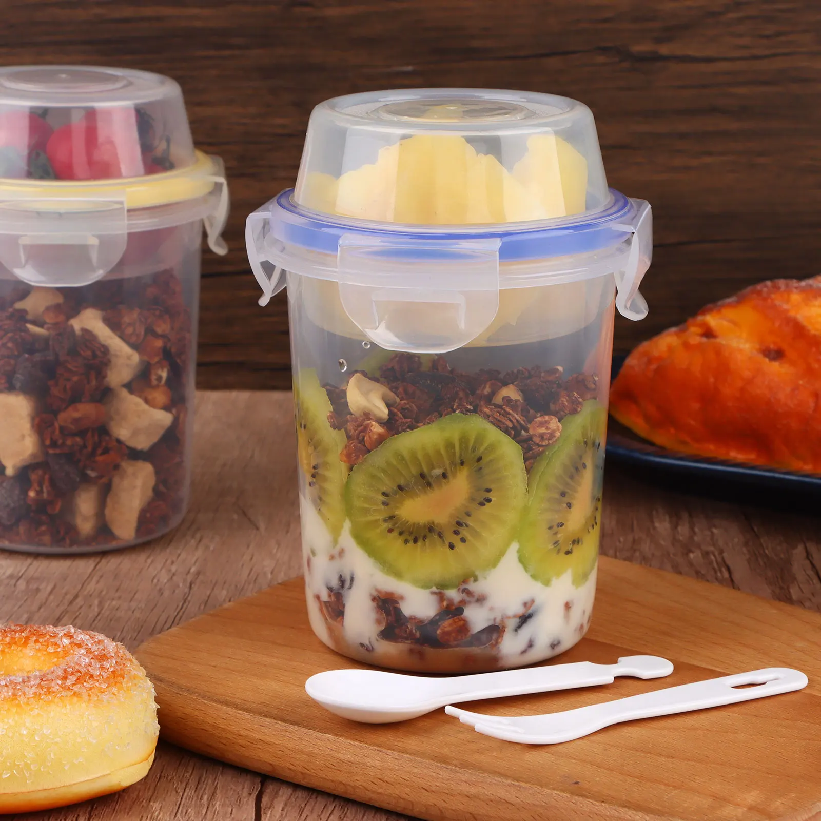 Overnight Oats Container Airtight Oatmeal Container With Lid And Spoon Portable Overnight Oatmeal Cup 17oz