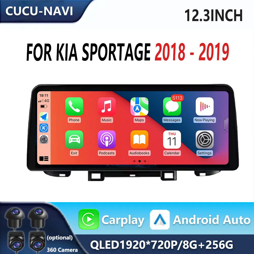 интеллект Android Auto для Kia Sportage 2018-2019 автомобильный видеомультимедийный плеер Bluetooth