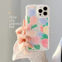 fashion cute colorful rose flowers clear phone case for iphone 13 pro max 12 mini 11 x xs xr 7 8 plus transparent soft tpu cove