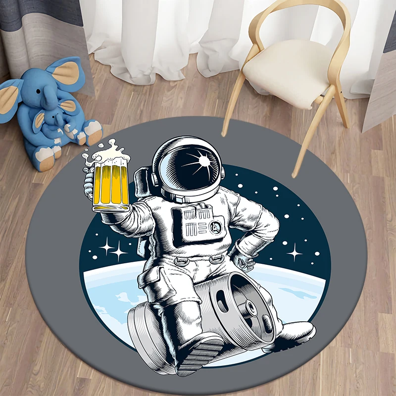 

Astronaut Round Carpet for Living Room Cartoon Rugs Bath Area Rug Doormat Bedroom Children Carpets Alfombra Non-slip Floor Mat