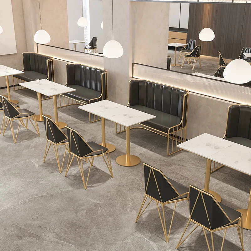 

Milk tea table and chair combination booth sofa simple fresh coffee shop hamburger shop dessert shop restaurant catering furnitu