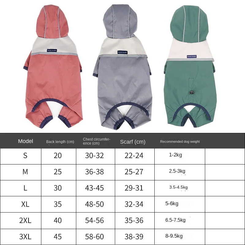 Скидка PSM новая одежда для собак, водонепроницаемый комбинезон с шляпой, светоотражающая лампа для маленьких собак, товары для питомцев, дождевик д...