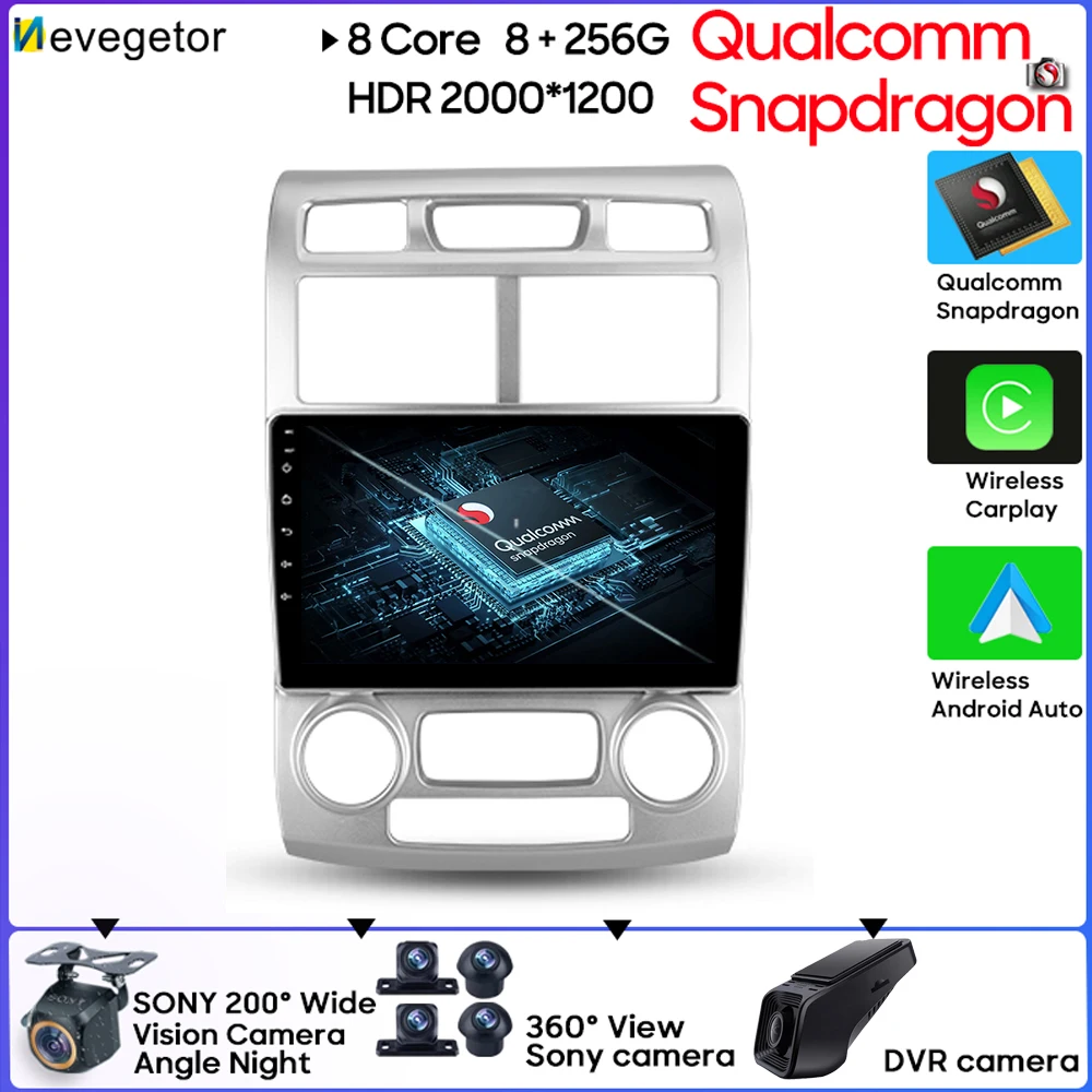 

Touch Screen Android 13 Qualcomm Snapdragon No 2din DVD Car Radio Player For Kia Sportage 2 2004 - 2010 GPS Navigation Carplay