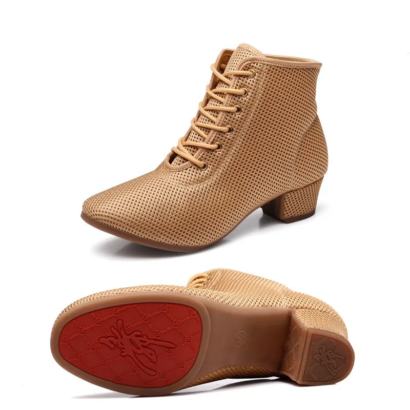 

Женские сетчатые кроссовки для танцев, уличная Современная обувь на среднем каблуке, обувь для учителя латинских танцев, лето