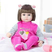 Imitation Baby Toy Enamel Doll Pink Clothes Short Hair Girl Children Birthday Gift Rebirth Doll Comfort Doll 42cm