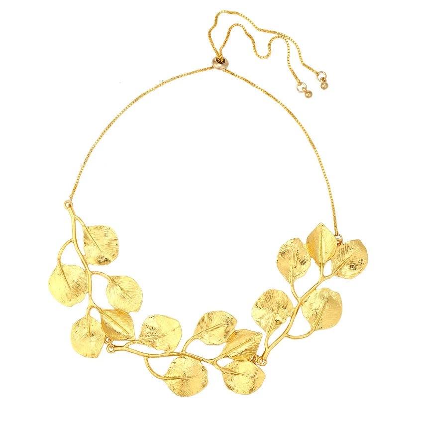 

Exaggerated Gold Color Alloy Leaf Choker Necklace