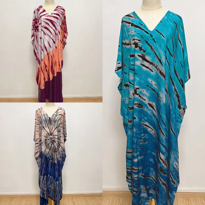 

Boho Stripe Tie Dye Swimsuit Cover Up with Belt Tunic Sarong Cardigan Dress 2023 Women Bikini Cover-ups Beach Wear Kimono Pareo