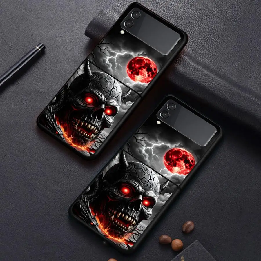 Фото Чехол для телефона с черепом дьявола и красной луной для Samsung Galaxy Z Flip 8 Flip3 Flip4 Flip6 Flip5 Flip7 FE Z Flip 7 6 5 4 3 №5