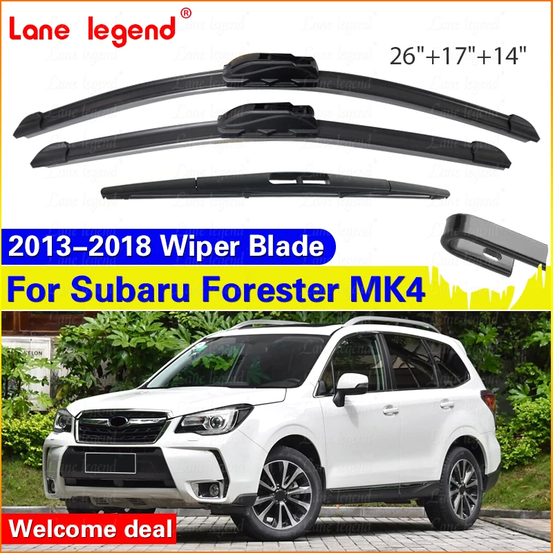Автомобильные щетки стеклоочистителя для Subaru Forester MK4 2013-2018, передние и задние дворники, автомобильные аксессуары, J-крючок 2014 2015 2016 2017 2018