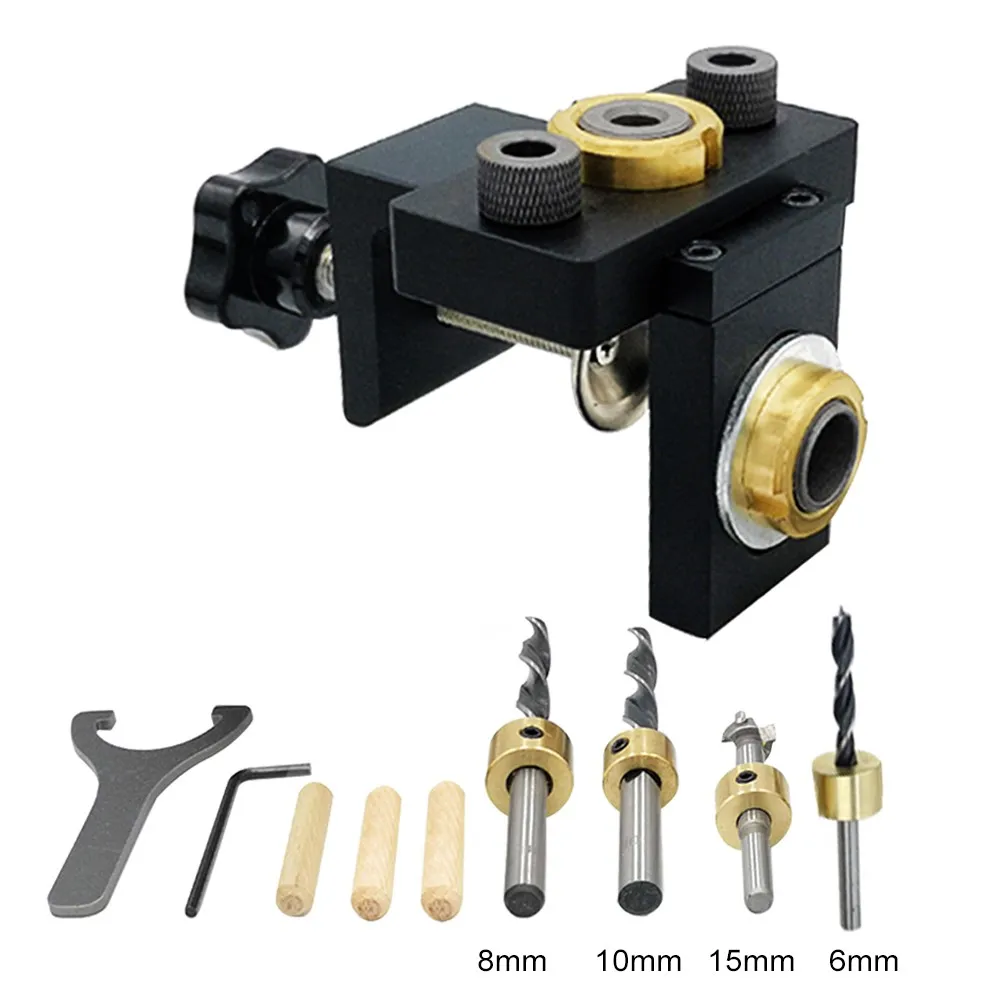 

Doweling Jig Pocket Hole Jig Kit Wood Vertical Drilling Detachable Locator for Furniture