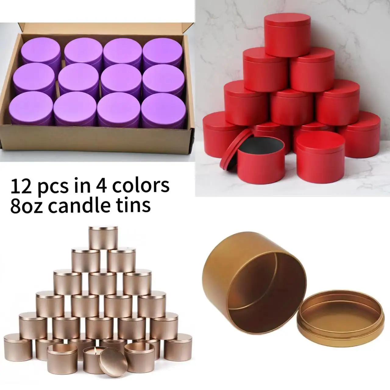 12 Упаковок Металлических Банок Для Свечей На 4 Унции С Крышками Универсальные