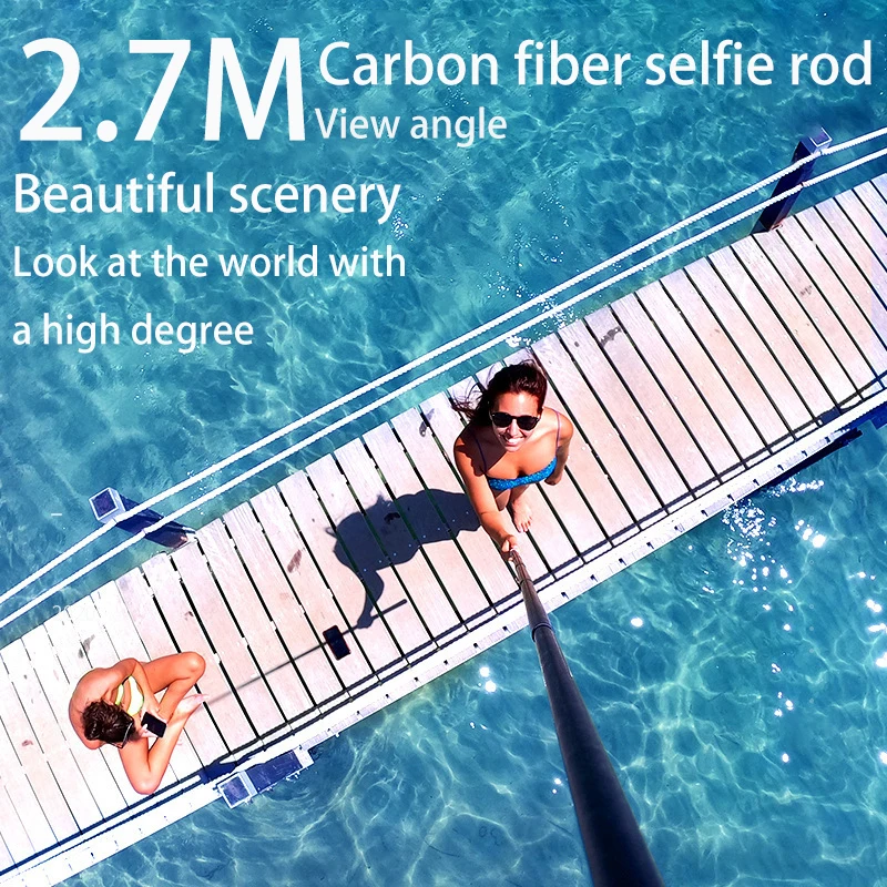 

TELESIN's Second -Generation 2.7M Carbon Fiber Selfie Stick for GoPro 11/Insta360 Camera Extension Rod