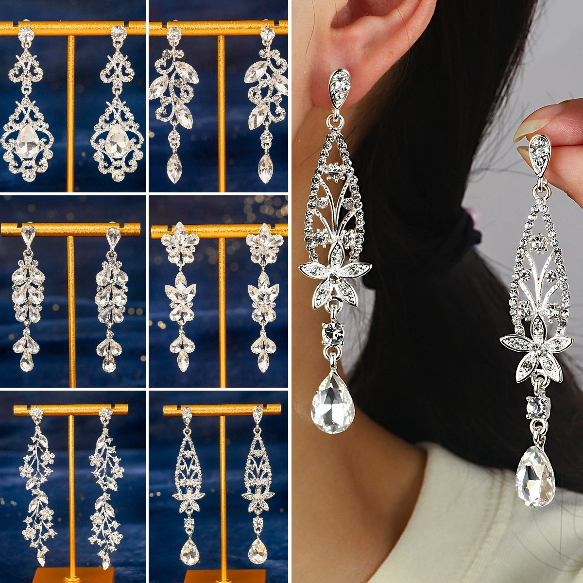 Сверкающие серьги-капли с кристаллами в стиле барокко модные длинные женские